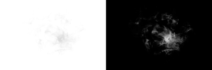 Subtle white smoke wisps isolated on transparent background for graphics © Tania