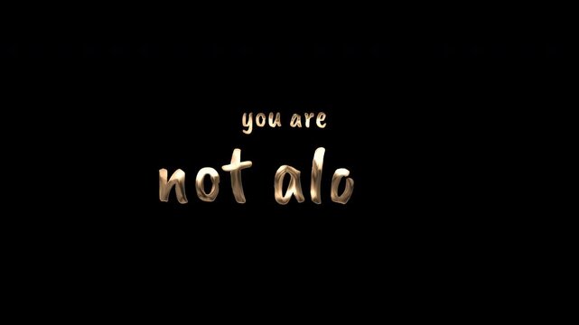 Suicide prevention is the message in gold metallic letters with message you are not alone
