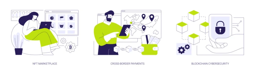 Blockchain technology use isolated cartoon vector illustrations se © Visual Generation