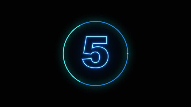 5 second countdown neon. Five second countdown timer