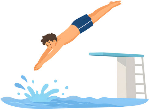Springboard Diver Isolated on Transparent Background png