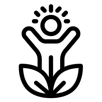 Personal Growth Plant Person Line Icon