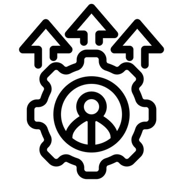 Skill Optimization Gear Arrow Line Icon
