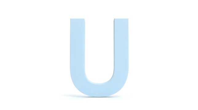 Large Blue Letter U with Soft Shadow Effect
