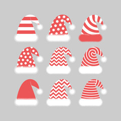 Obraz premium Christmas santa hat vector collection set.
