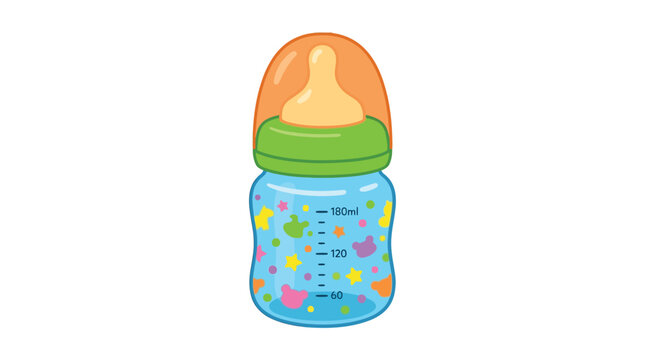 Baby Bottle With Nipple Colorful Vector Illustration
