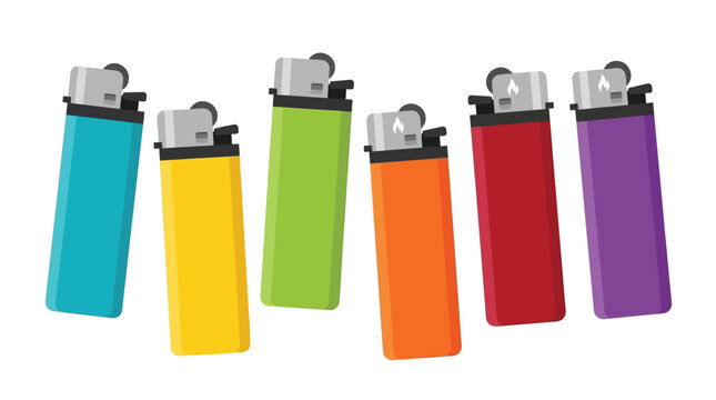 Colorful Plastic Lighters Vector Illustration lighter disposable