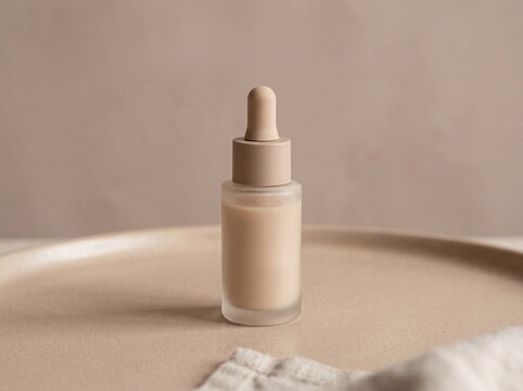 Skincare serum bottle with dropper. Cosmetic product for face care and beauty treatment.