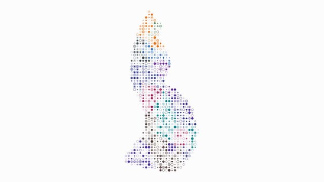 Liechtenstein animated country shape. Pulsating colored dots on the map of the country. Small size circle blocks. Digital style Liechtenstein map on white background. Awesome animation video.