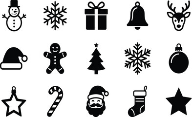 Obraz premium Christmas Holiday Icons Collection Vector Winter Celebration Set
