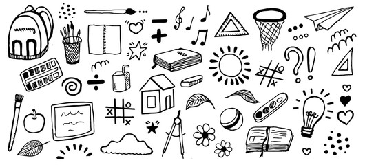 Creative hand-drawn doodles for educational backgrounds and design © Екатерина Клищевник