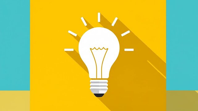 A flat vector illustration of a glowing light bulb representing a bright creative idea