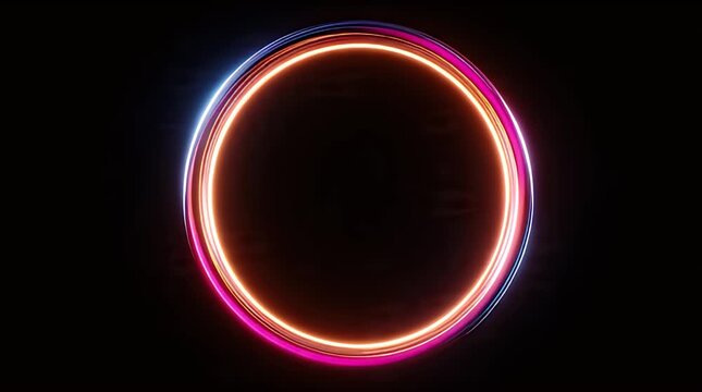 Colorful Neon Light Circle on Dark Background