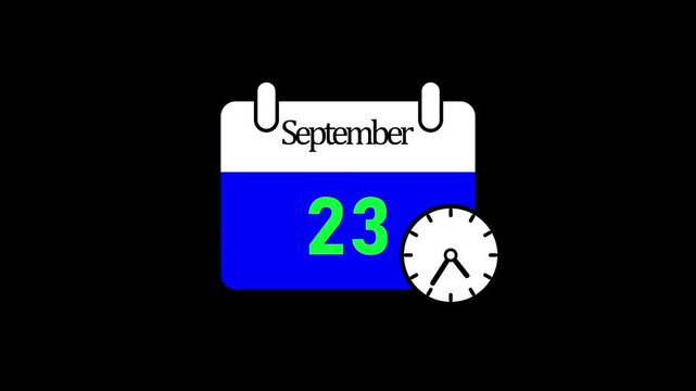 September 23 calendar date with white rabbit on blue background digital