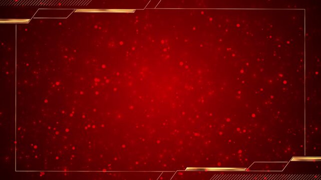 Red luxury frame background gold angular border, floating particles, deep festive glow. wedding titles, award , invitation screens, gala promos, holiday greetings, elegant intros, premium overlays.