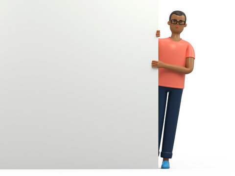 3D people holding an empty white board for insert a concept