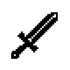 Fototapeta premium Diagonal pixel art sword weapon icon for retro RPG games.