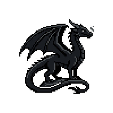 Fantasy dragon pixel art sprite.