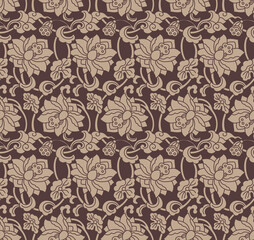 Fototapeta premium Japanese Luxury Flower Vine Vector Seamless Pattern
