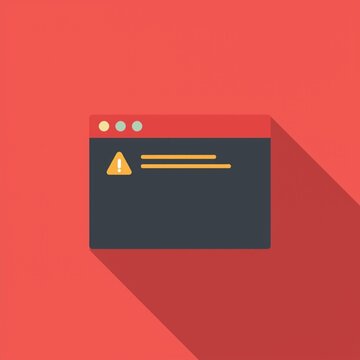 Error message on computer screen with warning symbol