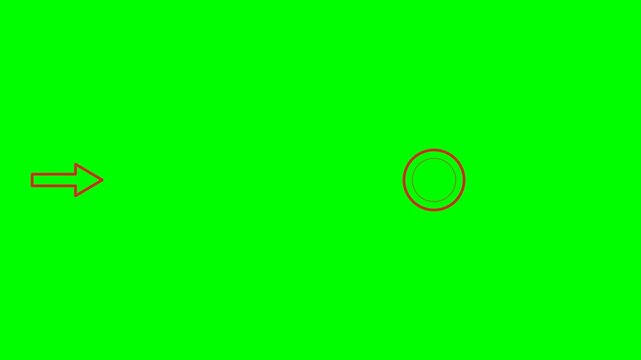 Red Arrow Pointing Red Circle Outline Stroke Style Seamless Loop Minimal Line Green Screen 4K