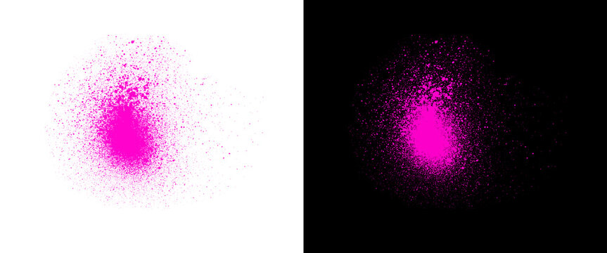 Neon pink spray paint texture, vibrant graffiti aerosol splatter on white and black backgrounds, urban street art paint drip element