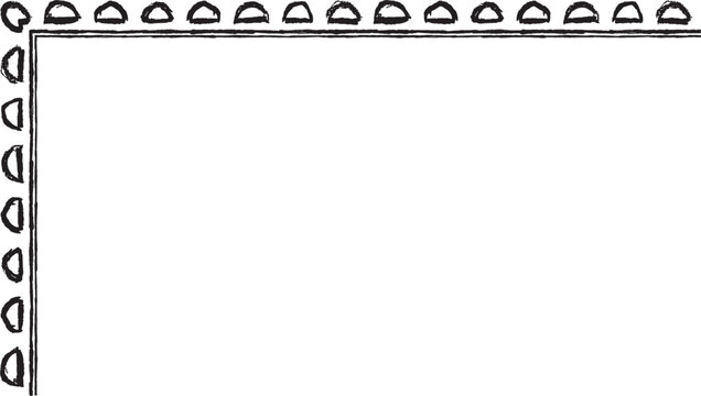 Hand drawn L-shaped frame with white semicircles. Rectangular frame made with white semicircles from hand-drawn sketches to give your vector designs a "handmade" touch.