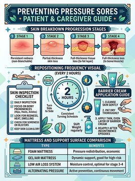Pressure sore prevention infographic for caregivers and patients