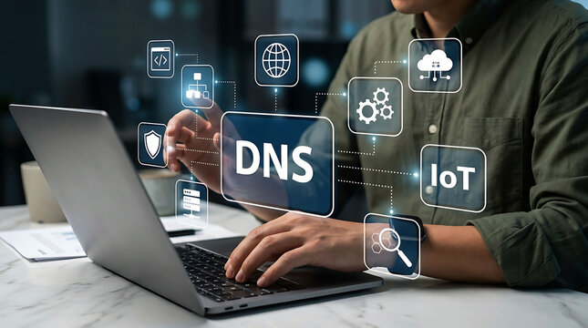 IT professional working on DNS server configuration and network security