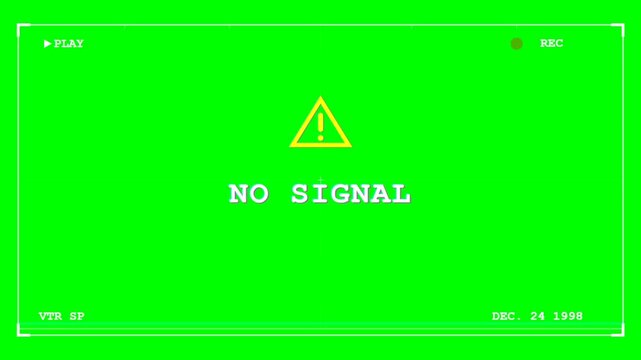 Green No Signal Screen Video Frame Demonstration.