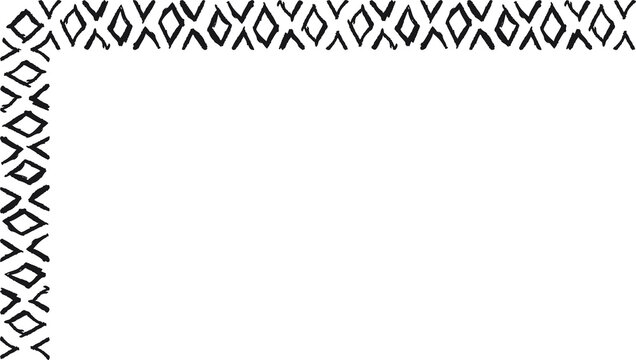 Hand drawn L-shaped frame with a row of white diamonds. Rectangular frame made with white diamonds from hand-drawn sketches to give your vector designs a "handmade" touch.