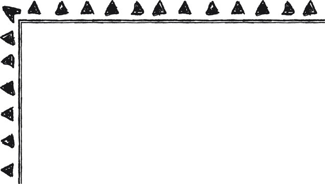 Hand drawn L-shaped frame with black triangles. Rectangular frame made with black triangles from hand-drawn sketches to give your vector designs a "handmade" touch.