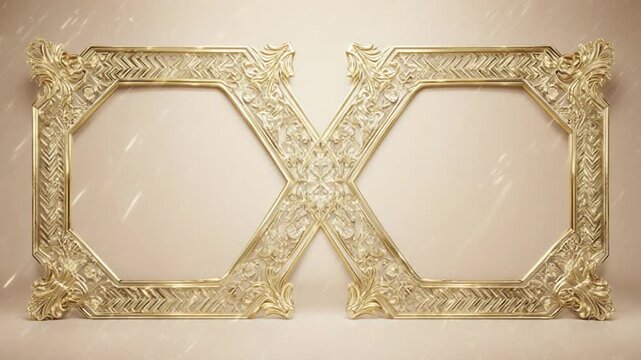Elegant Golden Ornate Double Picture Frames with Floating Particles