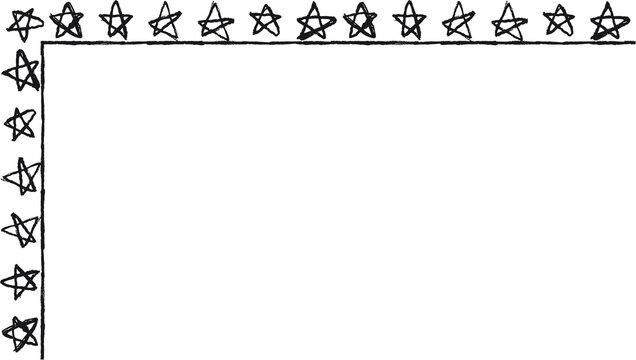 Hand drawn L-shaped frame with white stars. Rectangular frame made with white stars from hand-drawn sketches to give your vector designs a "handmade" touch.