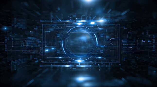 Futuristic Digital Technology Interface with Blue Lights