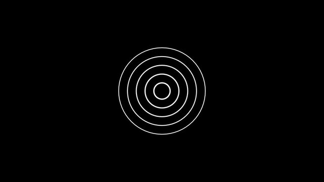 Concentric white circles forming a target or ripple effect on a solid black background representing focus or a central point of attention