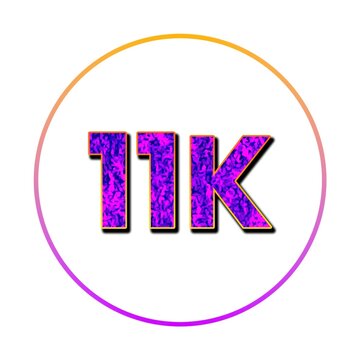 Bold stylized letters 11k with vibrant gradient border