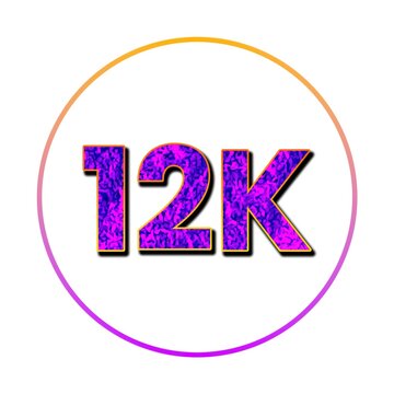 Modern purple neon number twelve thousand 12k badge icon