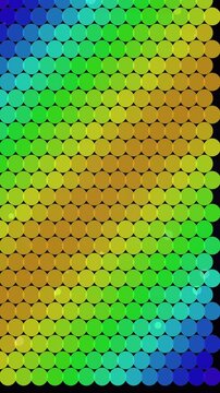 Colorful Grid of Dots Moving in Solid Colors Creating Dynamic Gradient Pattern in a Sleek Display