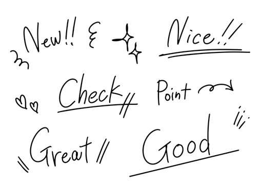 手書き文字とあしらい素材セット　Check Good Nice Point　キャッチPOP用