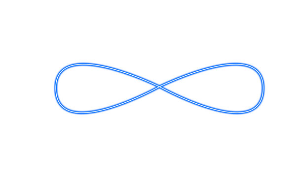 Glowing blue infinity symbol isolated on transparent background