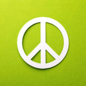 Peace day symbol white peace sign on vibrant green background for harmony and unity