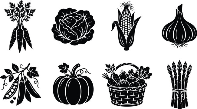 Collection of vegetable silhouettes