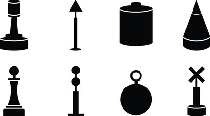Maritime Navigation Buoy and Sea Marker Silhouette Vector Icon Set Isolated on White Background © MDARIFUL