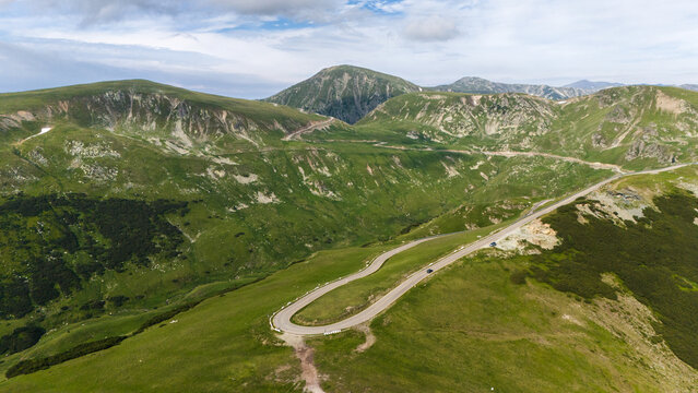 Curving Asphalt Road through the Transalpina Range, Romania
