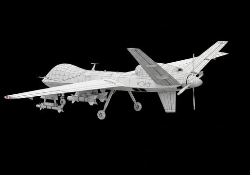 3d wireframe model of a military unmanned aerial vehicle drone