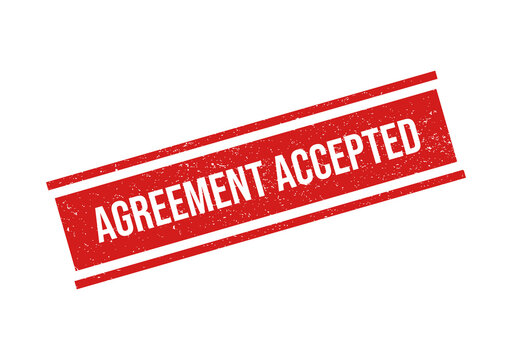 Red agreement accepted stamp seal isolated on transparent background