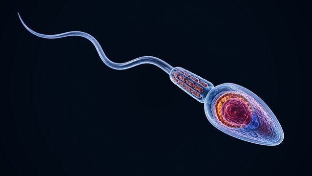 Detailed 3D Human Sperm Cell Close-Up &ndash; Male Reproductive Cell Anatomy Concept