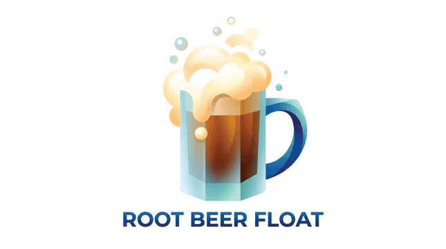 Root Beer Float Vector Illustration with Frothy Foam and Bubbles
