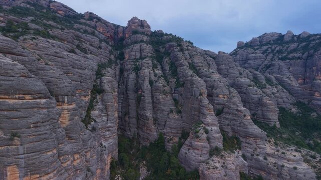 Aerial view from a drone of the La Pesquera landscape in the town of Beceite. Els Ports. Matarra&ntilde;a region. Province of Teruel. Autonomous Community of Aragon. Spain. Europe